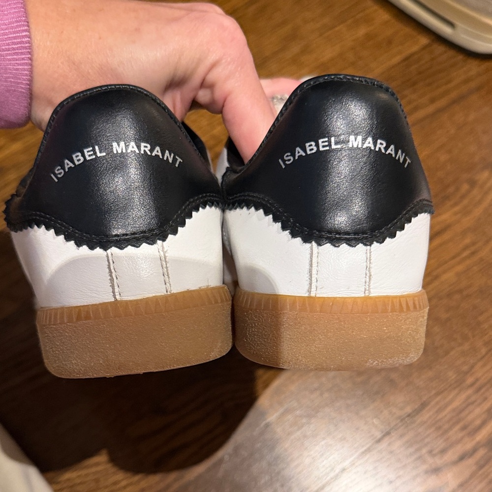 Isabel Marat White Leather Velcro Sneakers with Suede Toe - Picture 6 of 6